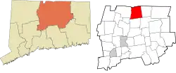 Enfield's location within the Capitol Planning Region and the state of Connecticut