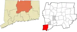 Southington's location within the Capitol Planning Region and the state of Connecticut