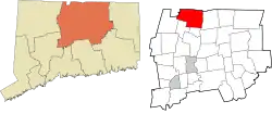 Suffield's location within the Capitol Planning Region and the state of Connecticut