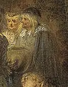 Watteau, detail of Marriage Contract and Country Dancing, c. 1711-1713, Prado, Madrid