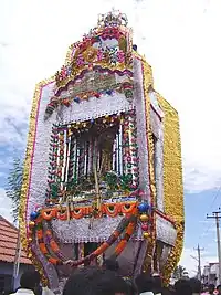 The statue of Our Lady taken in a street procession during the feast day celebrations