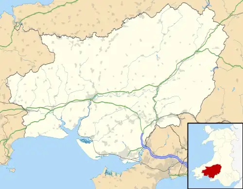 Coed Cochion Quarry is located in Carmarthenshire