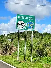 PR-5568 north approaching PR-159 and PR-647 junction in Padilla, Corozal