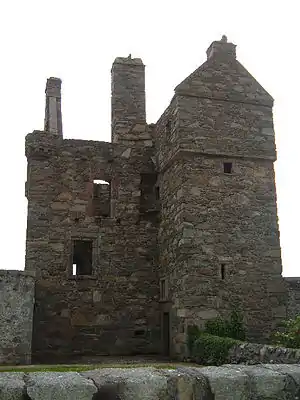 Carsluith Castle's gabled cap-house, on the right