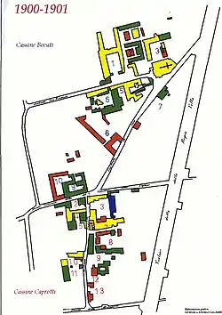 Map of San Fruttuoso (Cascine Bovati) in 1901