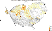 Cartogram of "other" presidential election results by county