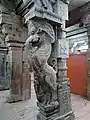 Carved pillar in the 16th century Thousand Pillar Hall, Meenakshi Temple, Madurai