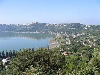 View of the lake showing Castel Gandolfo