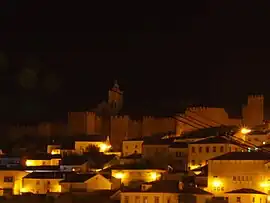 Night view of the castle and village