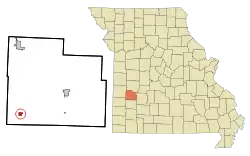 Location of Jerico Springs, Missouri