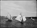 Gaff rigged yachts race on Sydney Harbour, c. 1900