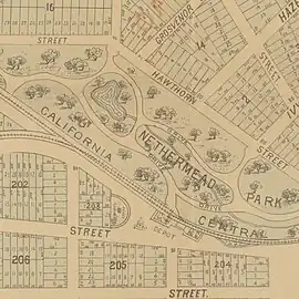 Centinela Creek, Centinela Springs pond, Centinela Park, and Inglewood Depot, with rail lines to Port Ballona and Redondo Beach via Redondo Junction, 1888