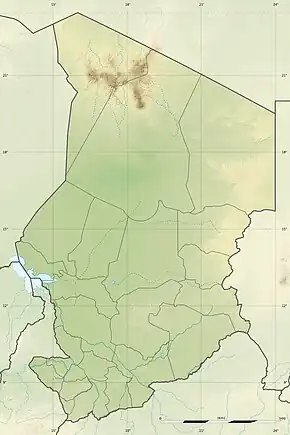 Map showing the location of Ouadi-Rimé Ouadi-Hachim Faunal Reserve