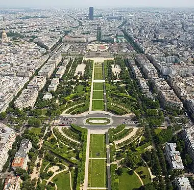 Champ-de-Mars view from the top of the Eiffel Tower