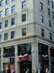 Until October 2014, a Chapters bookstore was located inside the Castle Building on the corner of Stanley St.