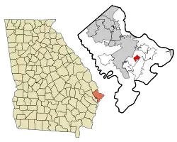 Location in Chatham County and the state of Georgia