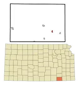 Location within Chautauqua County and Kansas