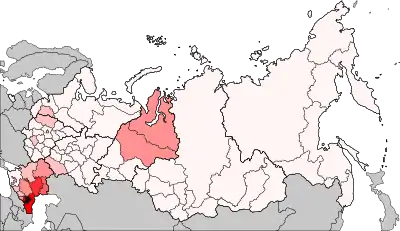 Distribution of Chechens, 2010