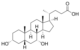 Skeletal formula of chenodeoxycholic acid