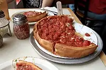 A deep-dish pizza from California