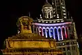 London Guarantee Building lit in the colors of the French flag, after the 2016 Nice truck attack