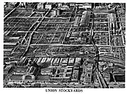 Stock Yards in 1933, year prior to the fire, from a Century of Progress city guidebook