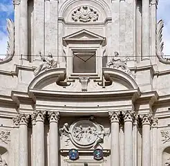 Broken pediment of San Marcello al Corso, Rome, by Carlo Fontana, 1682-1683