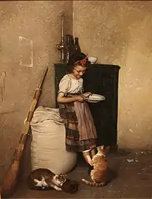 Child Feeding her Pets (1872) by Gaetano Chierici