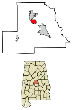 Location of Thorsby in Chilton County, Alabama.