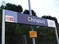 Platform signage, with National Express logo on right.