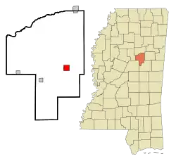 Location of Ackerman, Mississippi