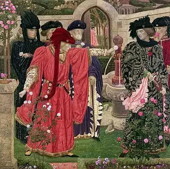 Choosing the Red and White Roses in the Temple Garden (1908) by Henry Payne