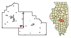 Location of Pana in Christian County, Illinois.