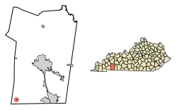 Location of LaFayette in Christian County, Kentucky.