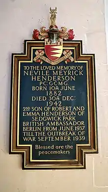 Memorial to Nevile Henderson