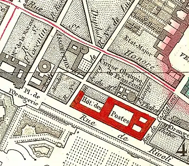 "Cirque Olympique de Franconi" on an 1814 map