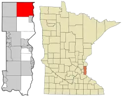 Location of the city of Scandia within Washington County, Minnesota