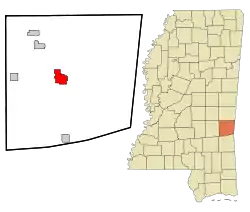 Location of Quitman, Mississippi