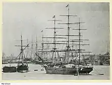 The clipper 'Yatala', 1127 tons, at Port Adelaide circa 1870.