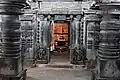 Mantapa with lathe turned pillars in the Sadashiva temple at Nuggehalli