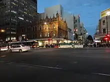 Rundle Mall in the evening, partially closed for redevelopment (May 2013)