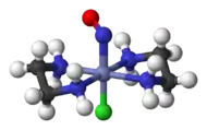 trans-[Co(en)2(NO)Cl]+, an octahedral complex containing  a "bent NO" ligand.