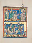 German illuminated manuscript with two scenes of the Magi, c. 1220