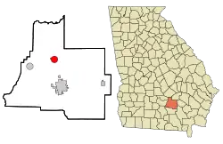 Location in Coffee County and the state of Georgia