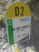 One of the mountain pass cycling milestones along the climb from Colmars