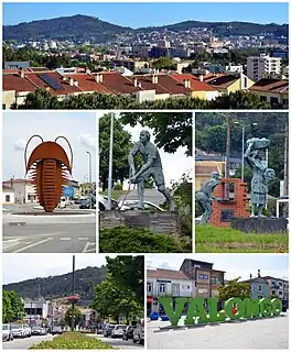 From the top: Panorama of the parish; Trilobite Roundabout; Hockey player Statue; Monument in honor of the Bakers; 55h of October Avenue; Machado dos Santos Square