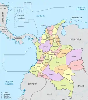 Political map of Colombia