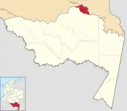 Location of the municipality and town of La Victoria, Amazonas in the Amazonas Department of Colombia