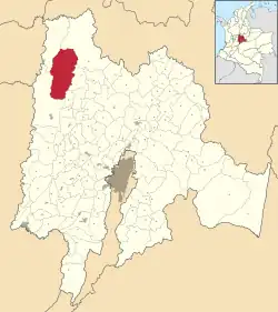 Location of the municipality and town inside Cundinamarca Department of Colombia