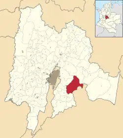 Location of the municipality and town inside Cundinamarca Department of Colombia